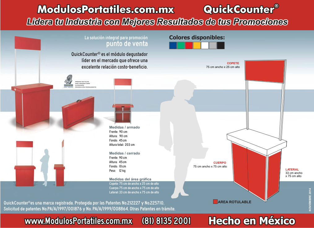 Modulo Degustador QuickCounter, Portatil para Demostracion, Ventas, Promocion y Publicidad.