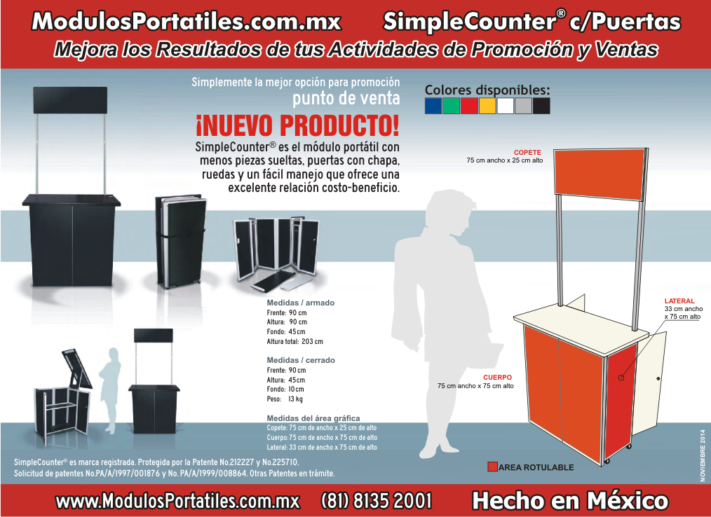 Modulo Degustador SimpleCounter con Puertas, Portatil para Demostracion, Ventas, Promocion y Publicidad.